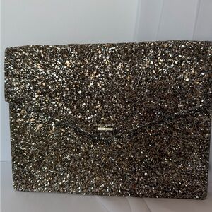 kate spade Glitter Envelope Clutch in Gold and Silver Sparkle